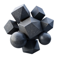 elegant contemporary beautiful rustic A cluster of floating, geometric shapes, rendered in matte black and textured concrete, with a stark, minimalist lighting style original genuine png