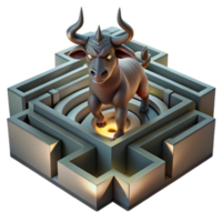 wonderful contemporary magnificent artistic The Minotaur trapped within the labyrinth, intricate shadows cast by the torchlight, dark and claustrophobic atmosphere, surrealist style genuine genuine png