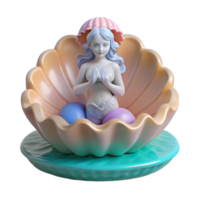 extraordinary minimalist elegant abstract A serene Aphrodite emerging from a giant scallop shell, soft pastel colors, gentle ocean waves lapping at the shore, Rococo style premium original png