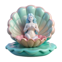 impressive vintage extraordinary modern A serene Aphrodite emerging from a giant scallop shell, soft pastel colors, gentle ocean waves lapping at the shore, Rococo style 4K exclusive png