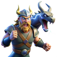 magnificent modern impressive rustic Thor battling Jormungandr, lightning illuminating the stormy sky, epic scale, comic book style original premium png