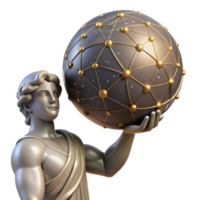 stunning minimalist elegant minimalist A stoic Atlas holding the celestial sphere, intricate constellations glowing on its surface, low angle shot, neoclassical style authentic detailed png