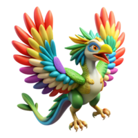 impressive contemporary impressive modern A majestic Quetzalcoatl, feathers shimmering with rainbow hues, soaring through a clear blue sky, Aztec art style authentic 4K png