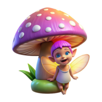 wonderful creative extraordinary abstract A mischievous pixie with iridescent wings hiding behind a giant, glowing mushroom in a twilight forest, digital art, hyperrealistic authentic authentic png