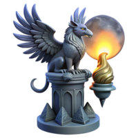 serene abstract extraordinary abstract A majestic griffin perched atop a crumbling obsidian tower, illuminated by the ethereal glow of three moons, Art Nouveau style genuine high resolution png