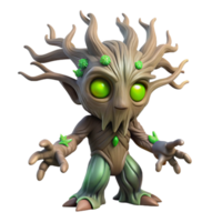 vibrant abstract serene rustic An ancient, gnarled tree spirit with glowing eyes and vines for hair, in a dimly lit enchanted forest, Greg Rutkowski style professional high resolution png
