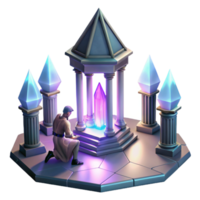 serene artistic extraordinary modern A lone knight kneeling before a glowing crystal altar in a vast, echoing cathedral, dramatic lighting, neoclassical style professional 4K png