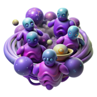beautiful abstract serene artistic A group of celestial beings floating amongst swirling nebulae, vibrant colors, cosmic horror style professional genuine png