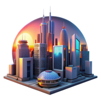 stunning vintage vibrant rustic A futuristic cityscape at sunset, towering holographic advertisements shimmering in the warm orange light, cyberpunk style, detailed architecture authentic genuine png