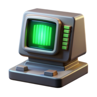 vibrant classic magnificent minimalist A vintage computer terminal displaying complex code, green phosphor glow, dark background, retrofuturistic style, grainy texture detailed high quality png