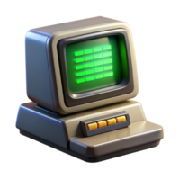 beautiful classic magnificent classic A vintage computer terminal displaying complex code, green phosphor glow, dark background, retrofuturistic style, grainy texture exclusive high resolution png
