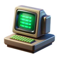 elegant vintage extraordinary abstract A vintage computer terminal displaying complex code, green phosphor glow, dark background, retrofuturistic style, grainy texture high resolution 4K png