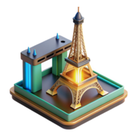 vibrant creative beautiful minimalist A 3D printer constructing a miniature replica of the Eiffel Tower, glowing filament, close-up shot, industrial design style genuine detailed png