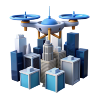 dramatic minimalist beautiful traditional A drone delivering a package in a futuristic city, flying high above skyscrapers, aerial view, cinematic lighting, science fiction style 4K original png