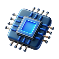dramatic minimalist wonderful creative A single microchip, magnified, intricate circuits glowing with electric blue light, macro photography style, dark background lighting original authentic png