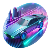 beautiful creative extraordinary creative A futuristic vehicle speeding through a digital landscape, trails of light and data, cyberpunk style, neon lighting high resolution premium png
