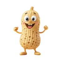 Cheerful animated peanut character with a happy expression and open arms png