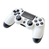 White gaming controller with black buttons and analog sticks for console gaming png