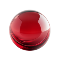 Glossy red glass sphere with a reflective surface png