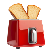 Red toaster with two slices of toasted bread png
