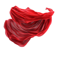 Flowing red silk fabric captured in mid air with folds and movement png