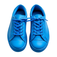 Pair of blue sneakers with matching laces png