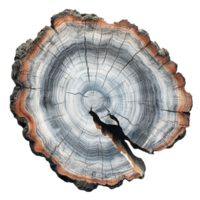 Crosssection of an aged tree trunk with deep cracks png