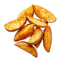 golden brown potato wedges with a slightly seasoned and crunchy texture png
