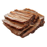 Stack of grilled beef slices with a juicy texture and charred edges png