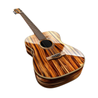 Beautiful wooden acoustic guitar with a polished and glossy finish png