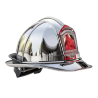 Shiny firefighter helmet with reflective elements and a red shield png