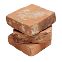 Stacked red clay bricks with a rough texture for construction png