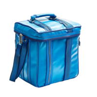 Insulated blue lunch bag with a zipper and handle png