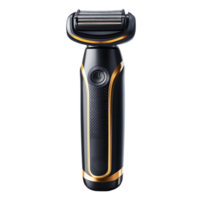 Sleek black and gold electric razor with a design png