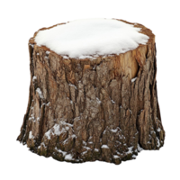 Tree stump covered with a layer of white snow on top png