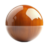 Polished wooden sphere with a and reflective surface png