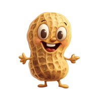 Cheerful anthropomorphic peanut character with a smiling face and tiny arms png