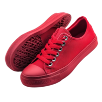 red canvas sneakers with matching red soles png