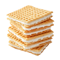 Stack of wafer biscuits with creamy filling png
