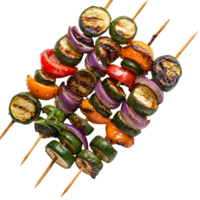 Colorful vegetable skewers with zucchini bell peppers and onions png