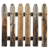 Old rustic wooden fence with weathered pickets png