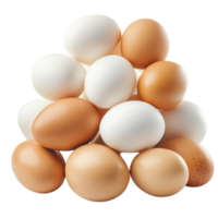 brown and white eggs piled together in a natural arrangement png