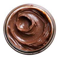 Bowl of creamy chocolate spread with a swirled texture png