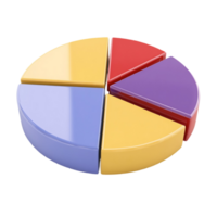 Colorful three dimensional pie chart with four segmented sections png
