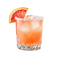 Reing grapefruit cocktail in a glass with ice and a fruit slice png