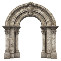 Ancient stone archway with intricate carvings and a weathered look png