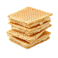 Stack of wafer cookies with layers of creamy filling between each piece png