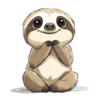 Cute cartoon sloth with big round eyes and fluffy fur png