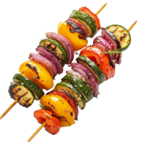 Colorful vegetable skewers with zucchini bell onions png