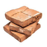 Stack of rustic red clay bricks with rough edges and natural texture png